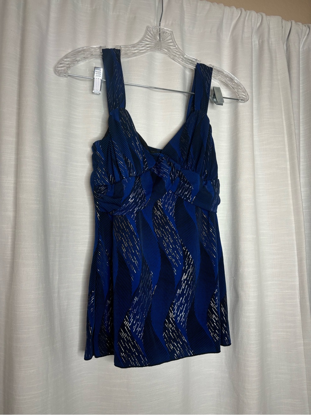 IZ BYER Blue Patterned Women's Tank Top